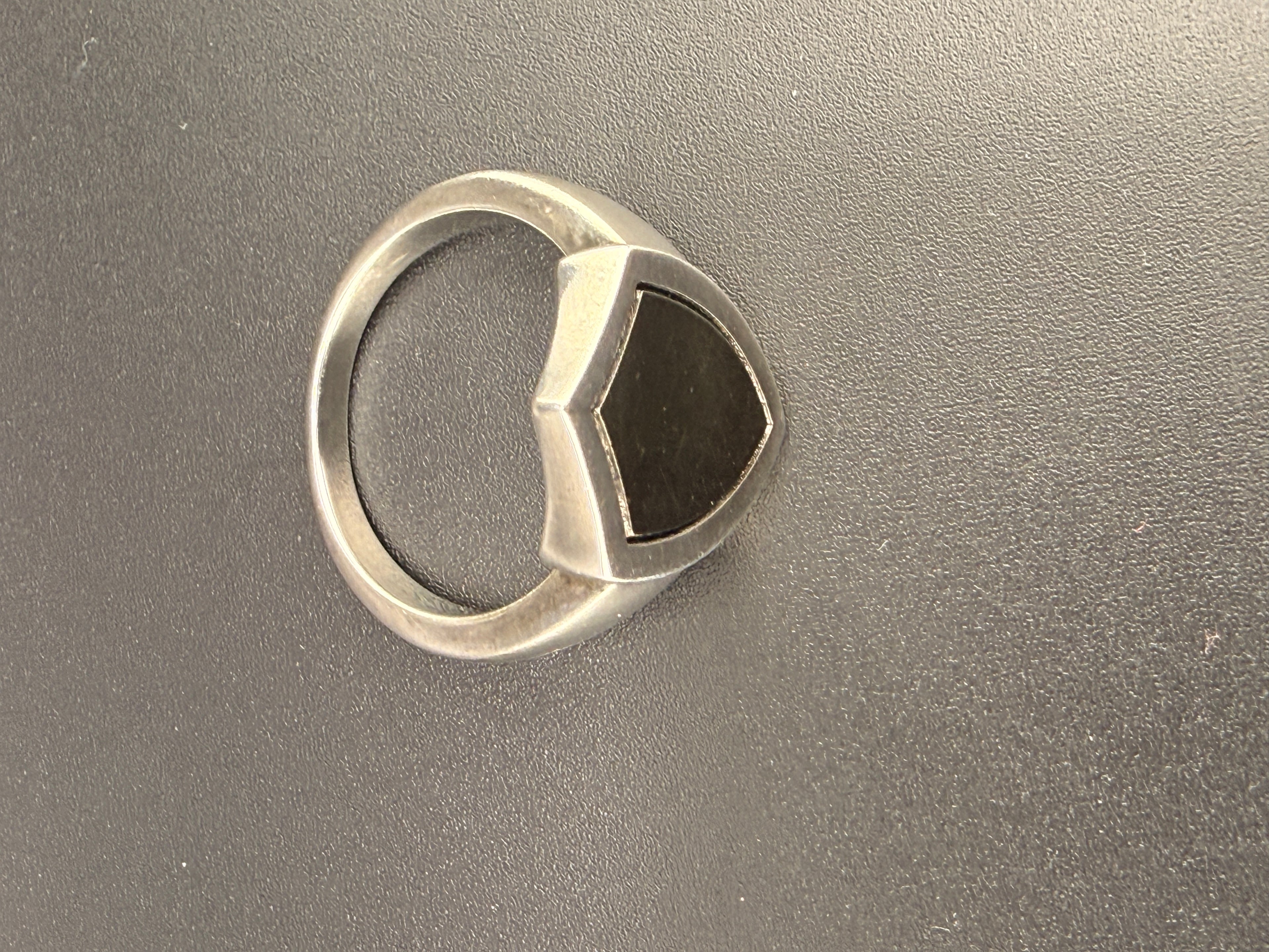 14K Gold Bonded Sterling Silver Black Shield Ring – Silver Border
