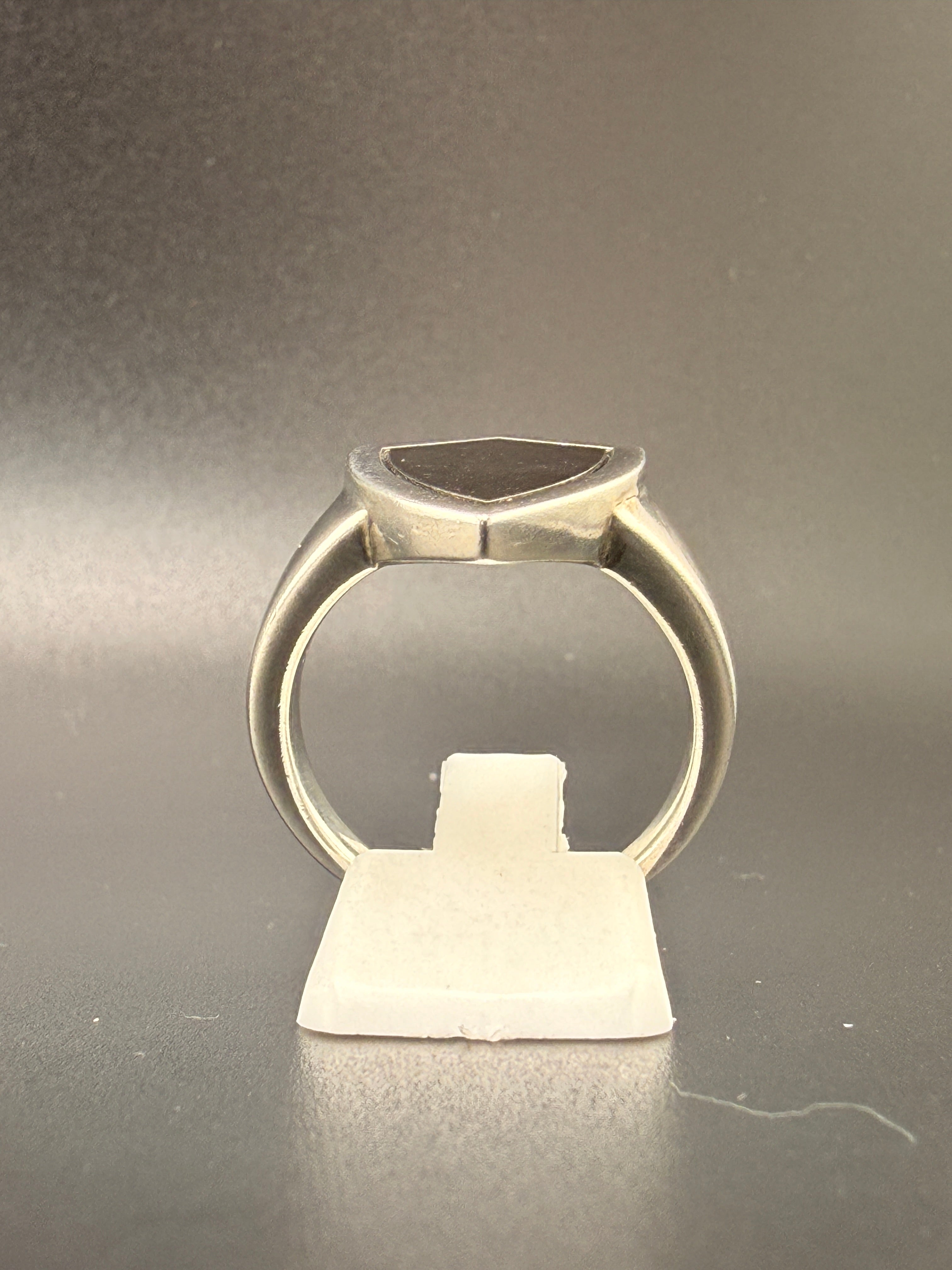 14K Gold Bonded Sterling Silver Black Shield Ring – Silver Border