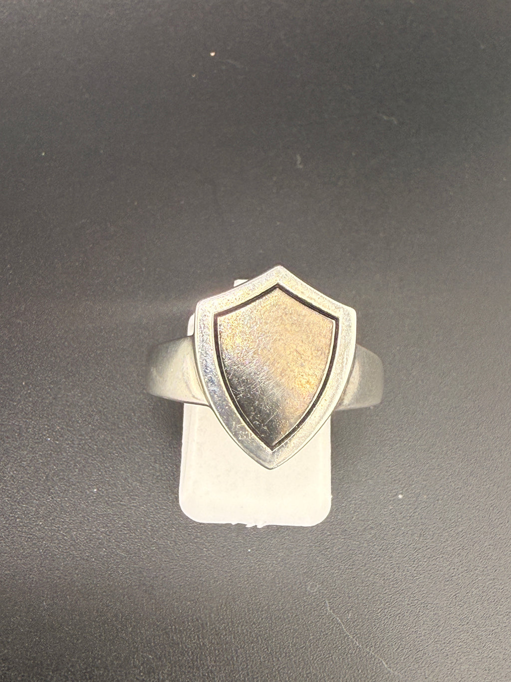 14K Gold Bonded Sterling Silver Shield Ring – Black Border