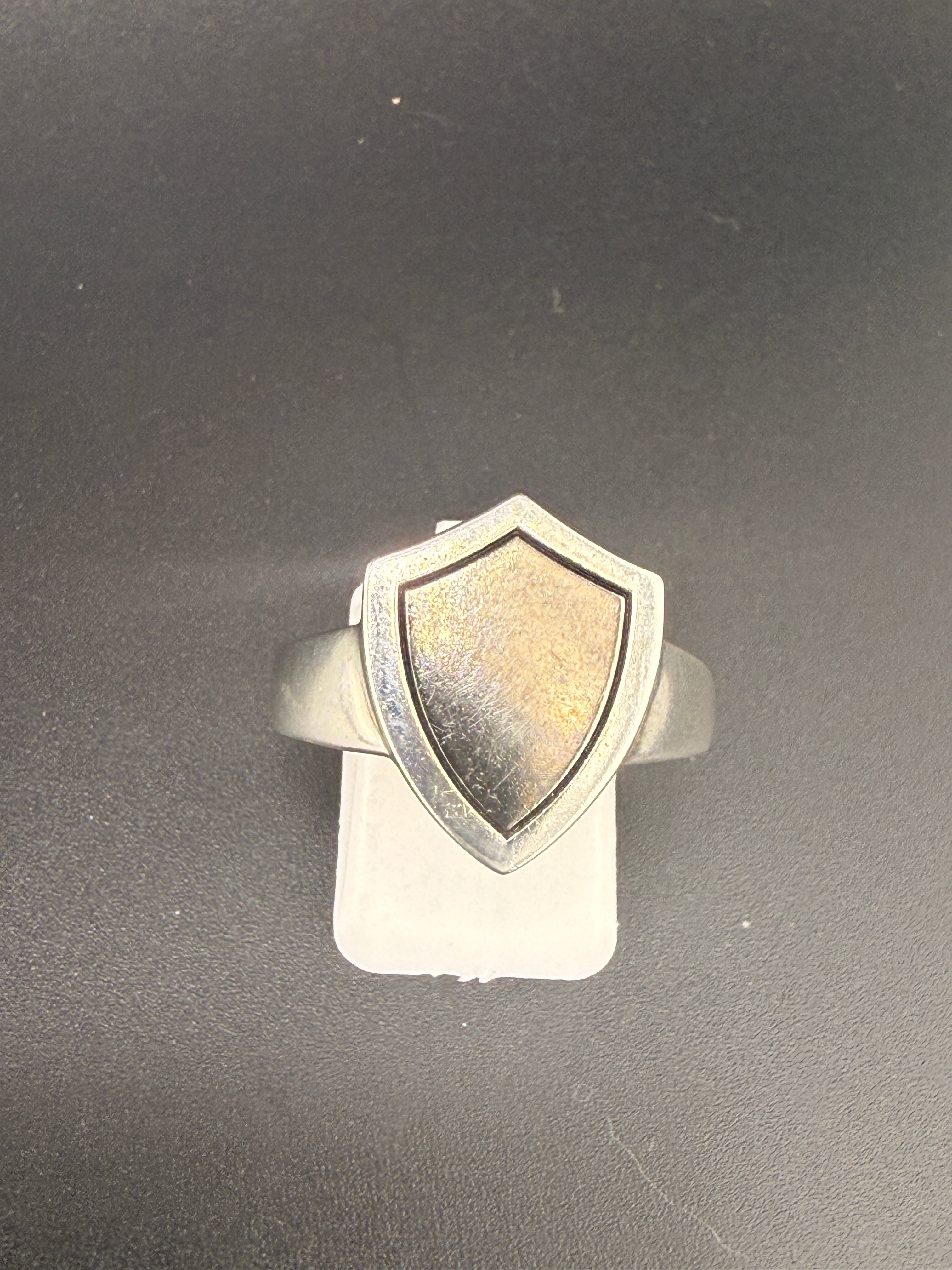 14K Gold Bonded Sterling Silver Shield Ring – Black Border