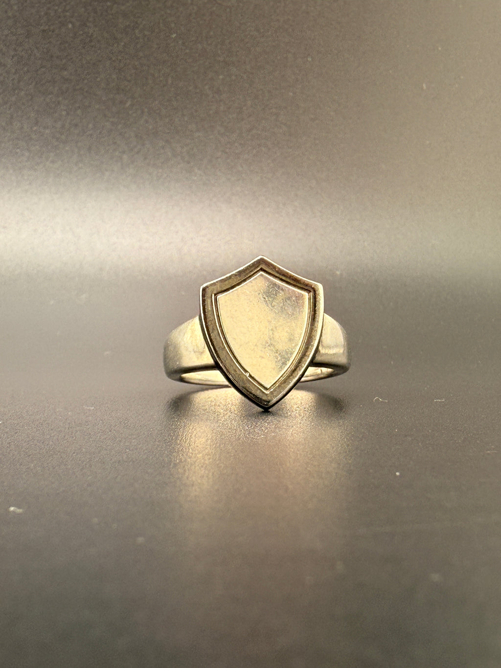 14K Gold Bonded Sterling Silver Shield Ring – Black Border