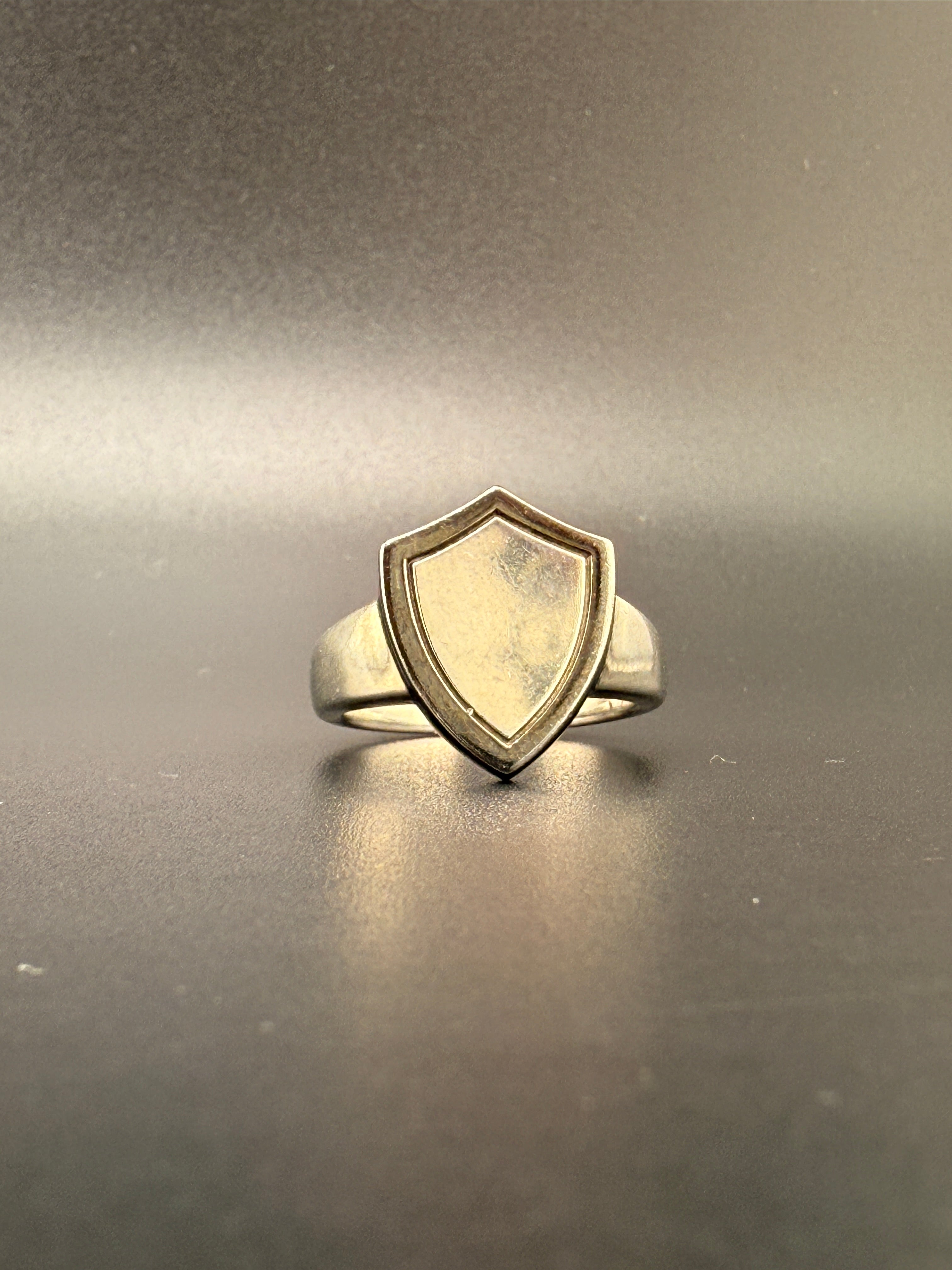 14K Gold Bonded Sterling Silver Shield Ring – Black Border
