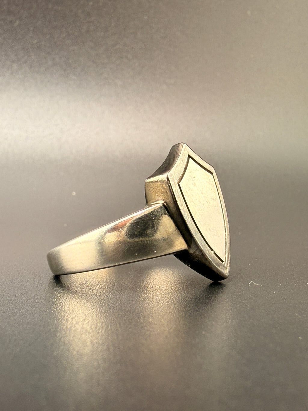 14K Gold Bonded Sterling Silver Shield Ring – Black Border
