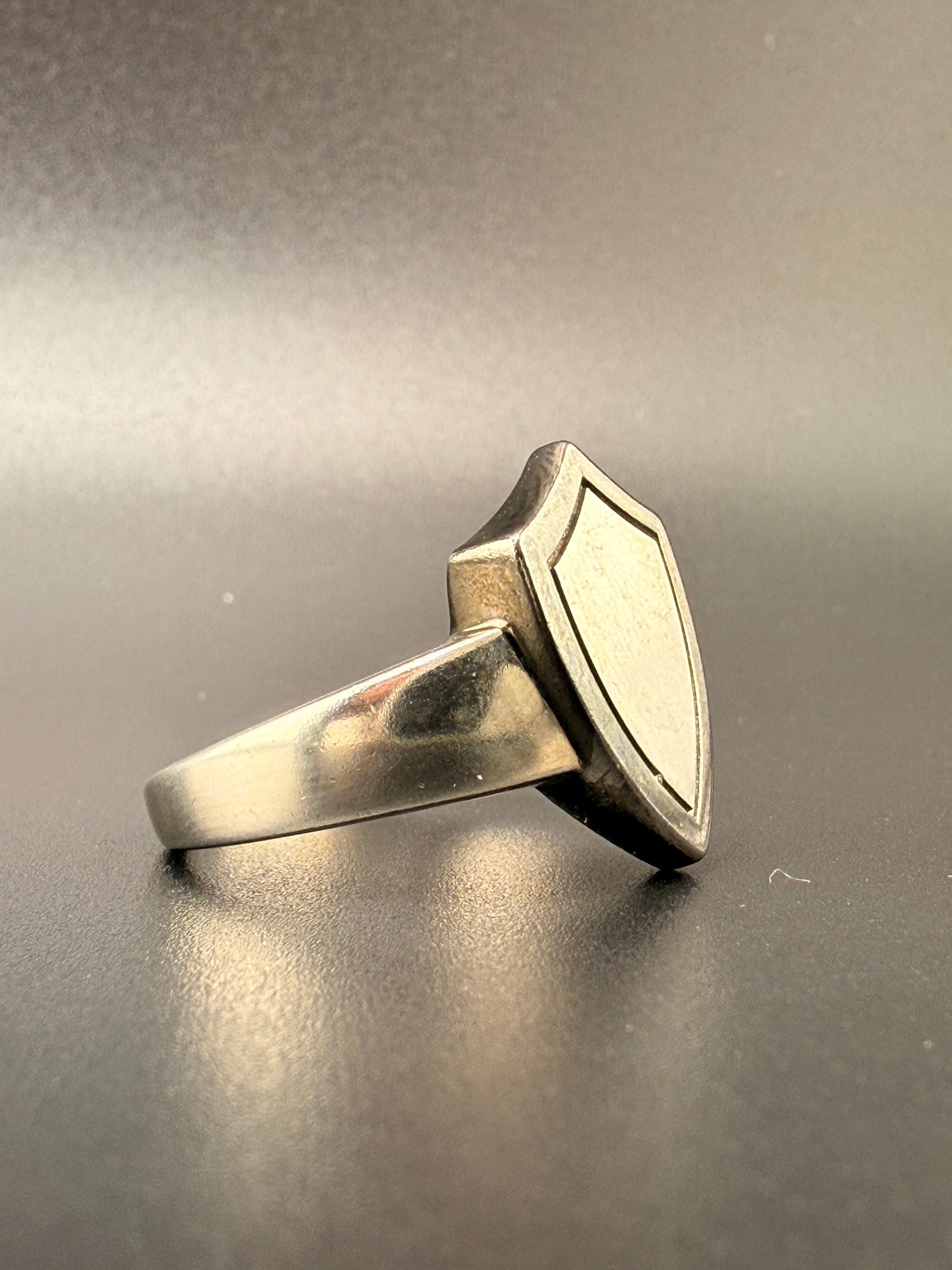 14K Gold Bonded Sterling Silver Shield Ring – Black Border