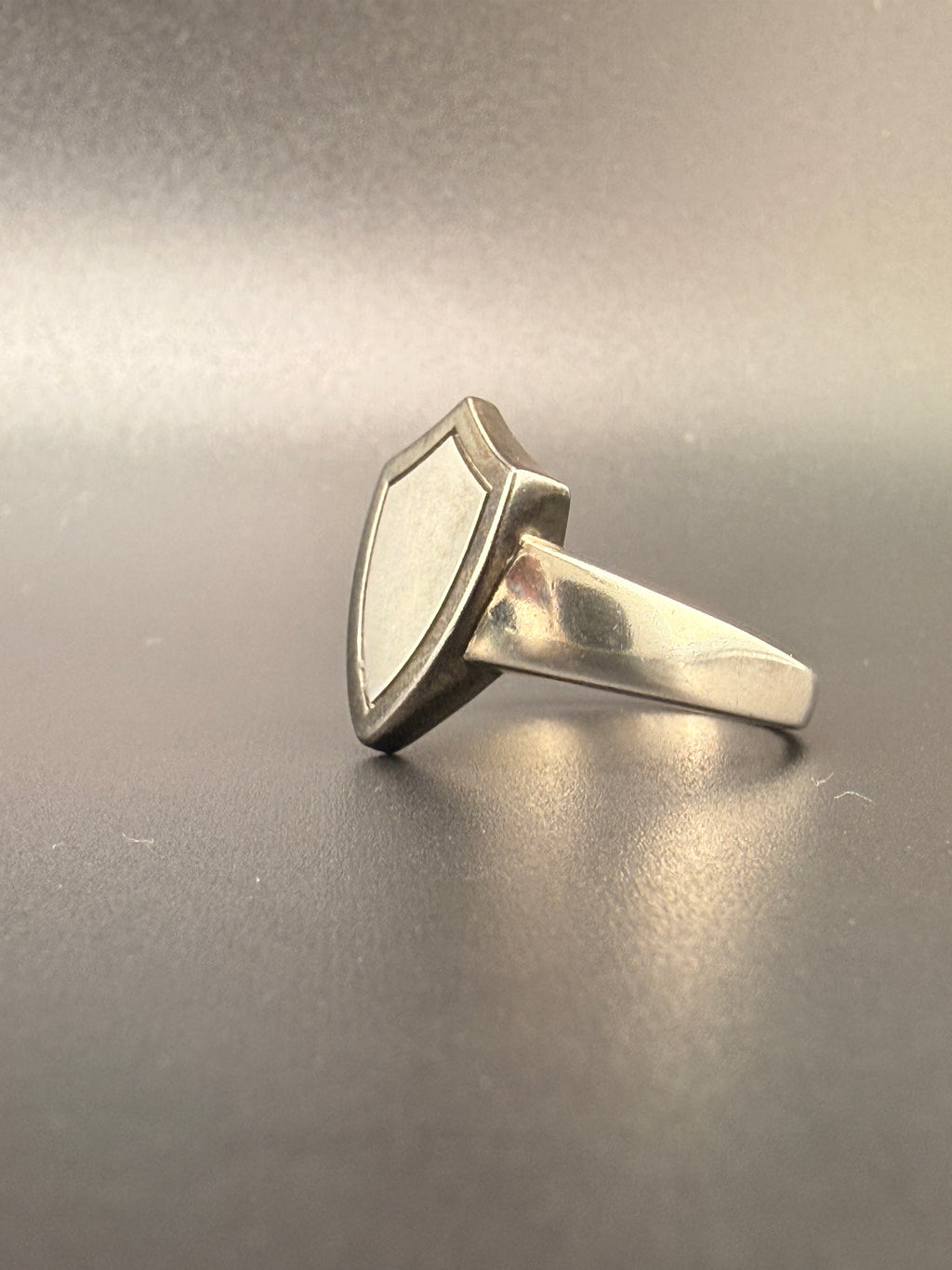 14K Gold Bonded Sterling Silver Shield Ring – Black Border