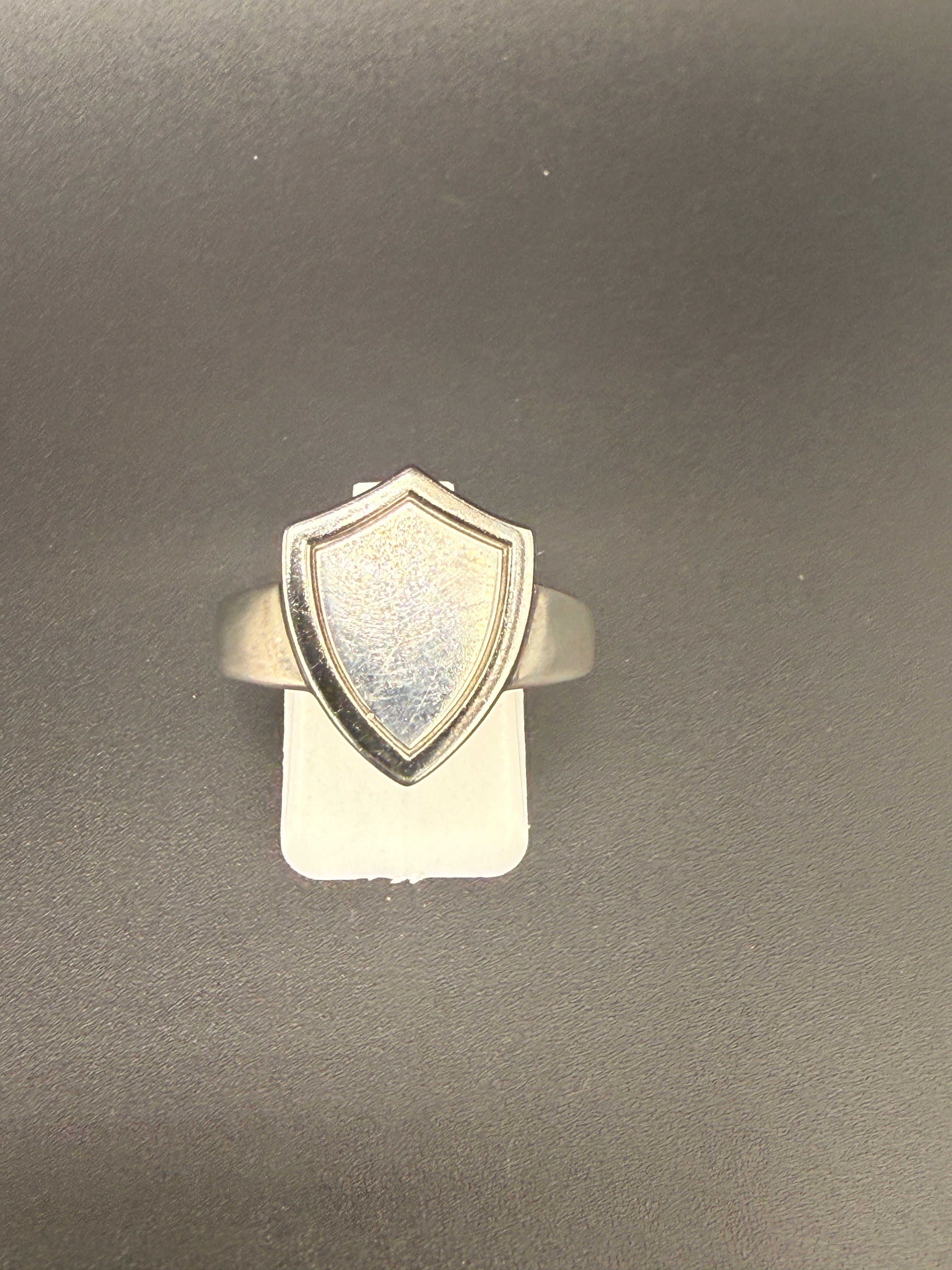 14K Gold Bonded Sterling Silver Shield Ring – Black Border
