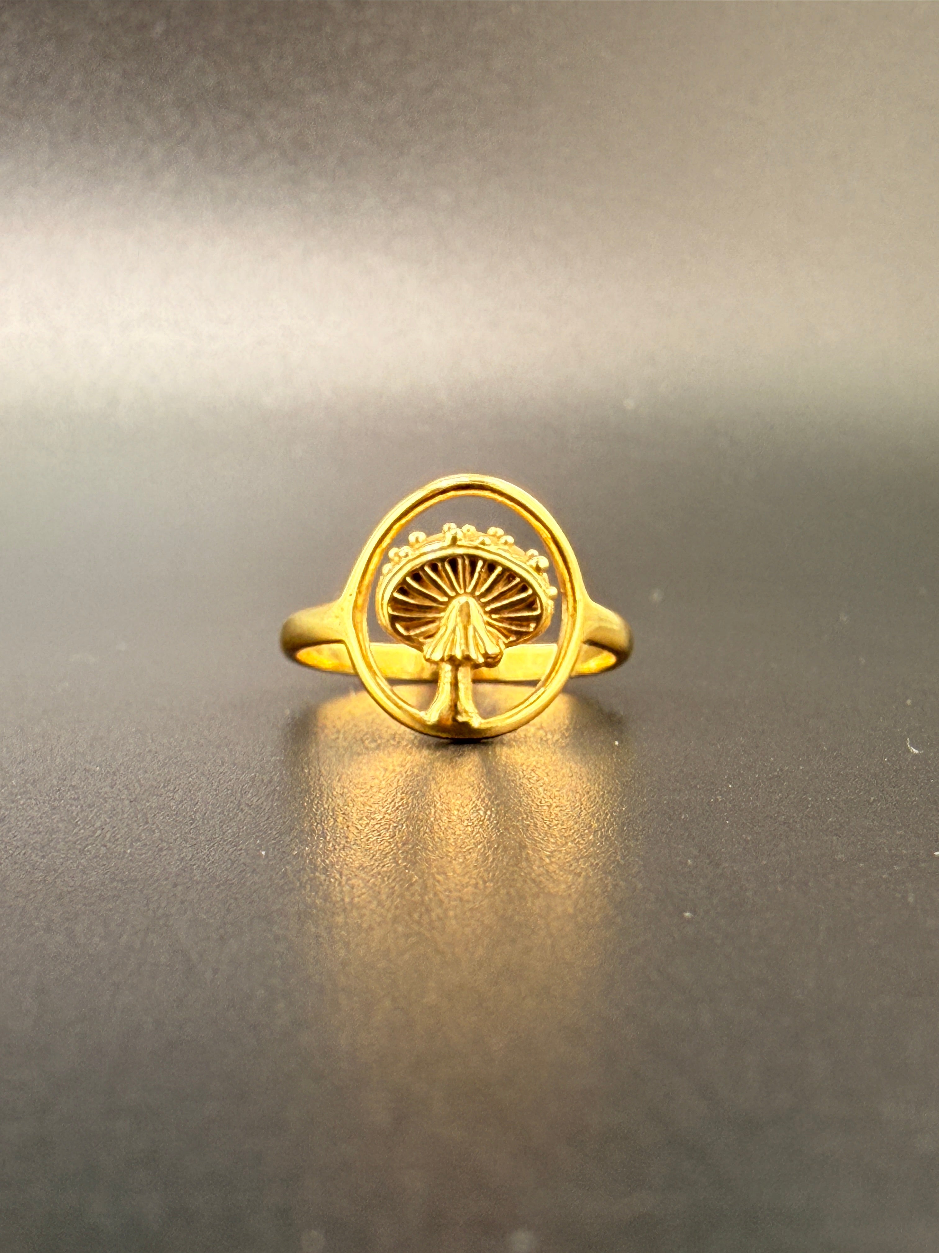 14K Gold Bonded Sterling Silver Mushroom Ring – Unique Mushroom Jewelry