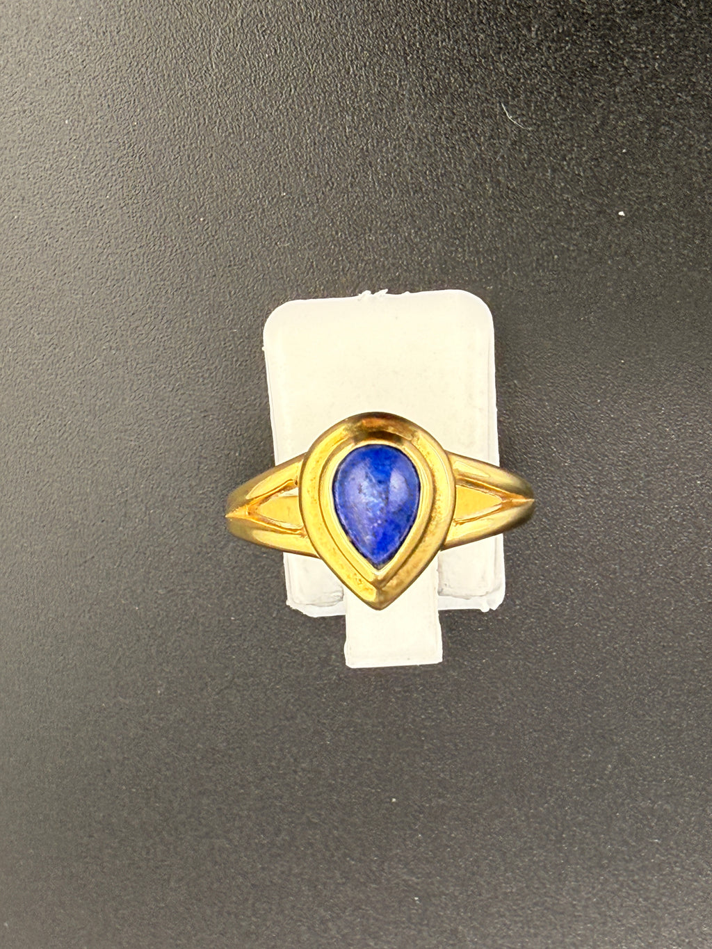 14K Gold Bonded Sterling Silver Teardrop Blue Sapphire Ring