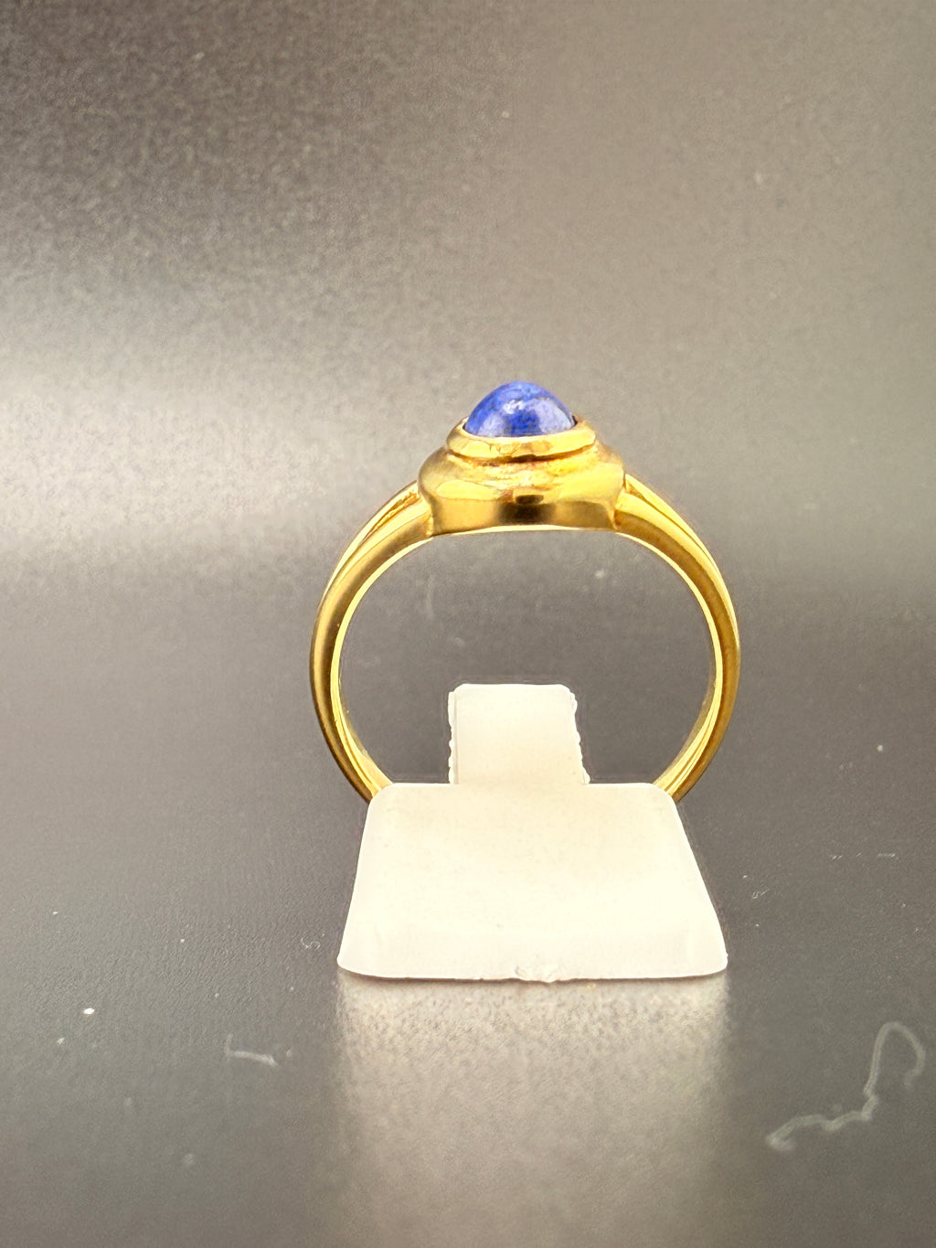 14K Gold Bonded Sterling Silver Teardrop Blue Sapphire Ring