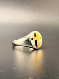 14K Gold Bonded 925 Sterling Silver 2-Tone Cross Ring