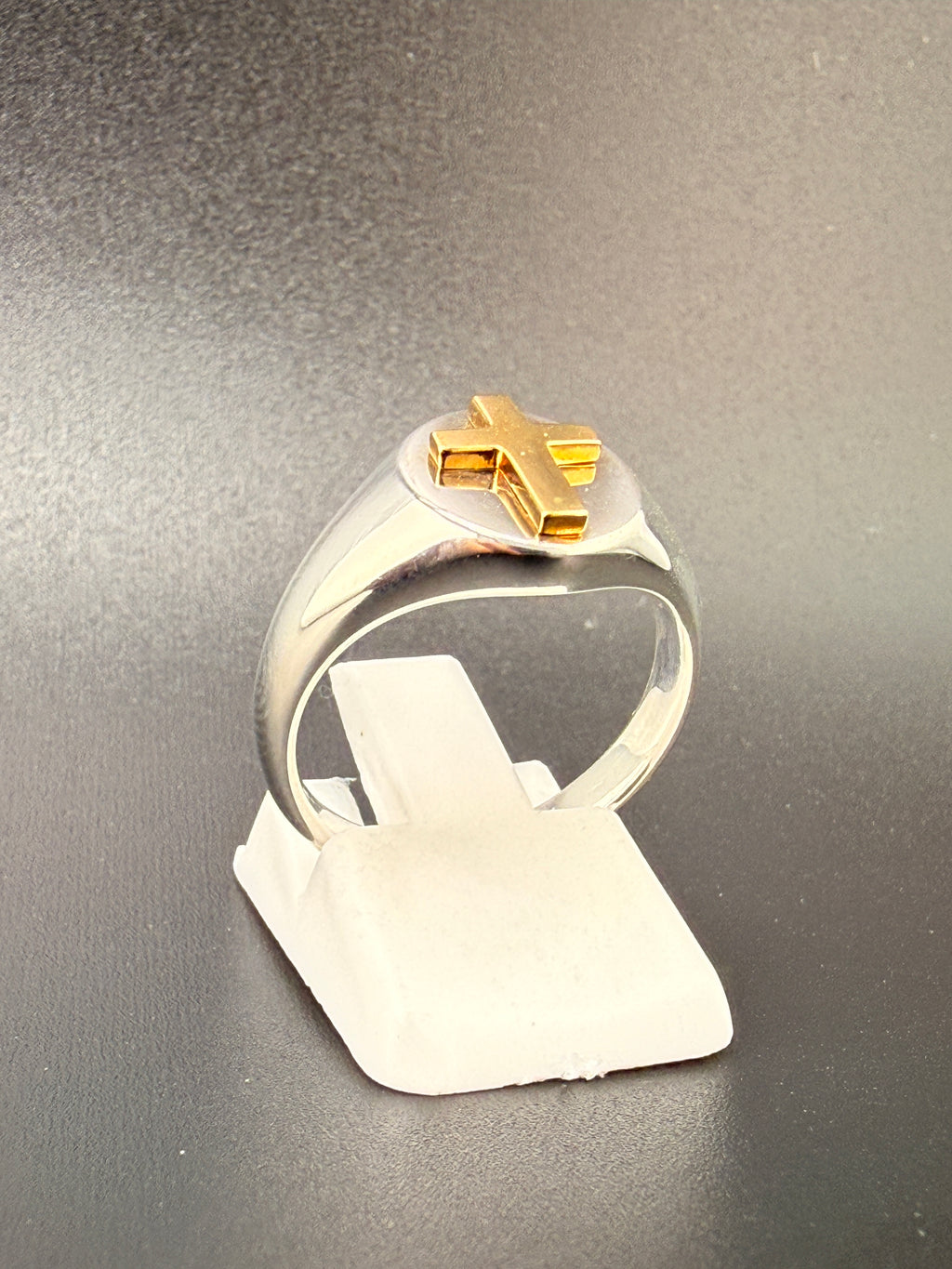 14K Gold Bonded 925 Sterling Silver 2-Tone Cross Ring