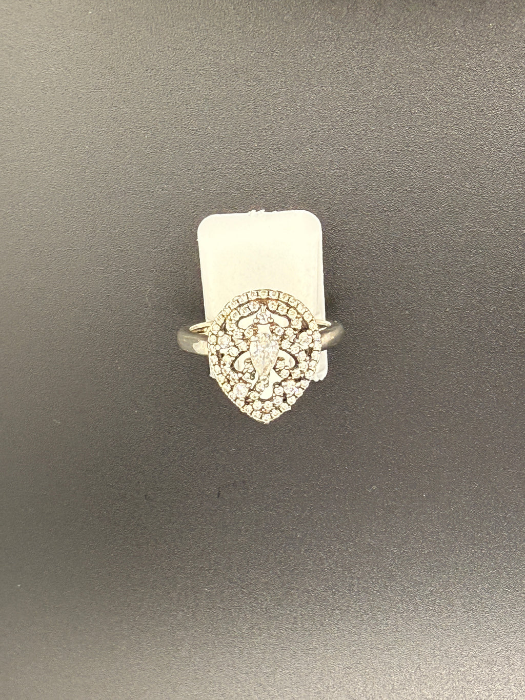 925 Sterling Silver Pear Shape CZ Diamond Ring – Elegant Statement Ring