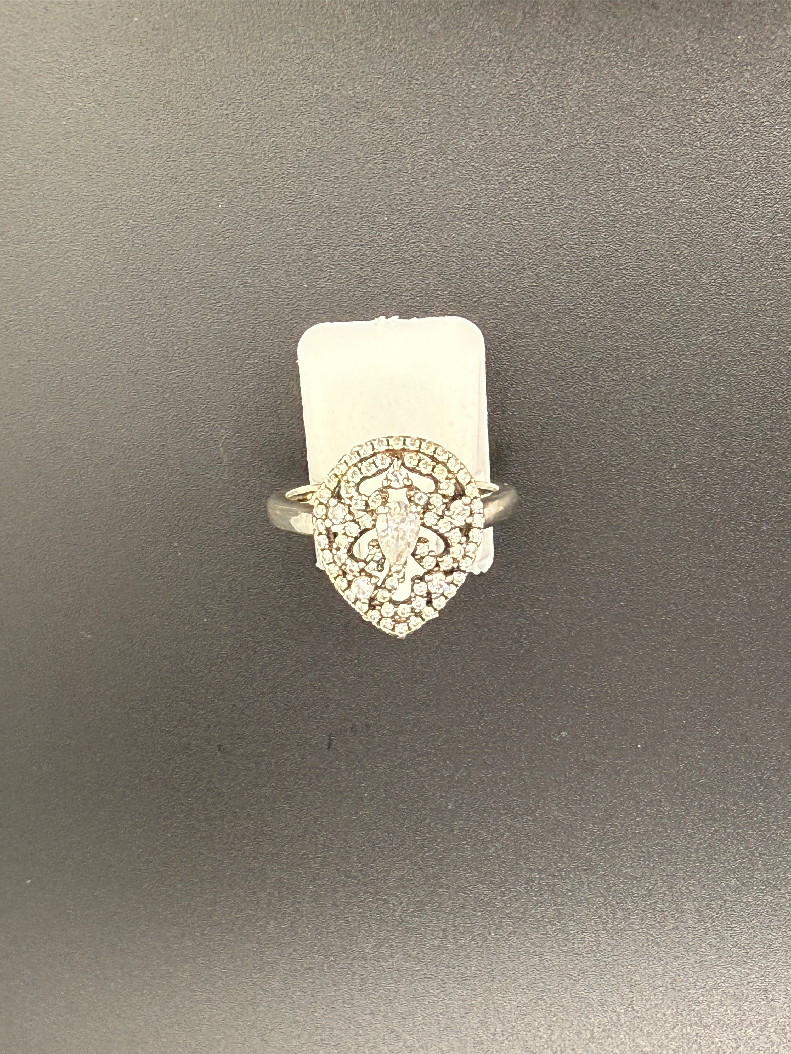 925 Sterling Silver Pear Shape CZ Diamond Ring – Elegant Statement Ring
