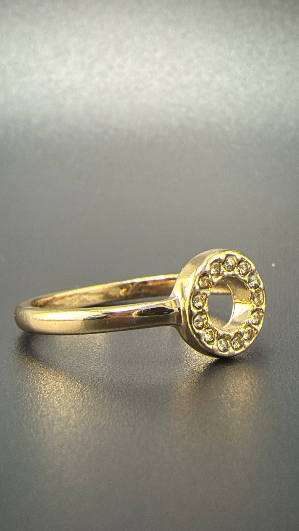 14K Gold Bonded Sterling Silver CZ Circle Ring