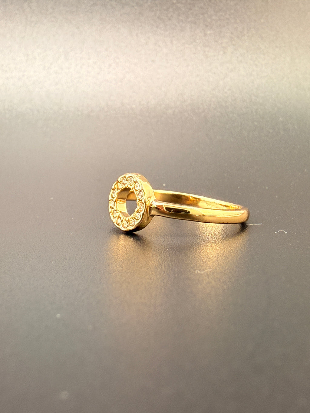 14K Gold Bonded Sterling Silver CZ Circle Ring