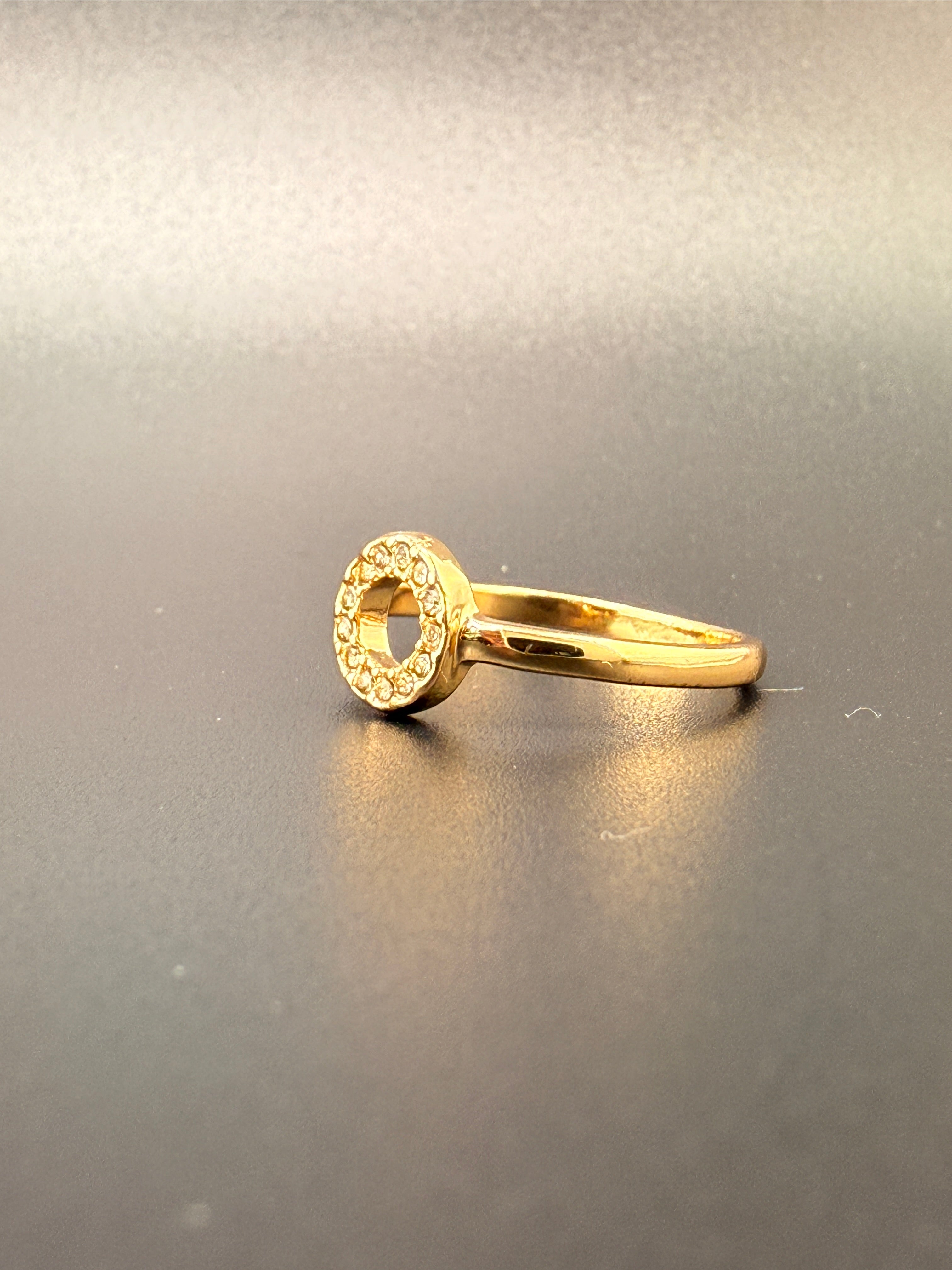 14K Gold Bonded Sterling Silver CZ Circle Ring