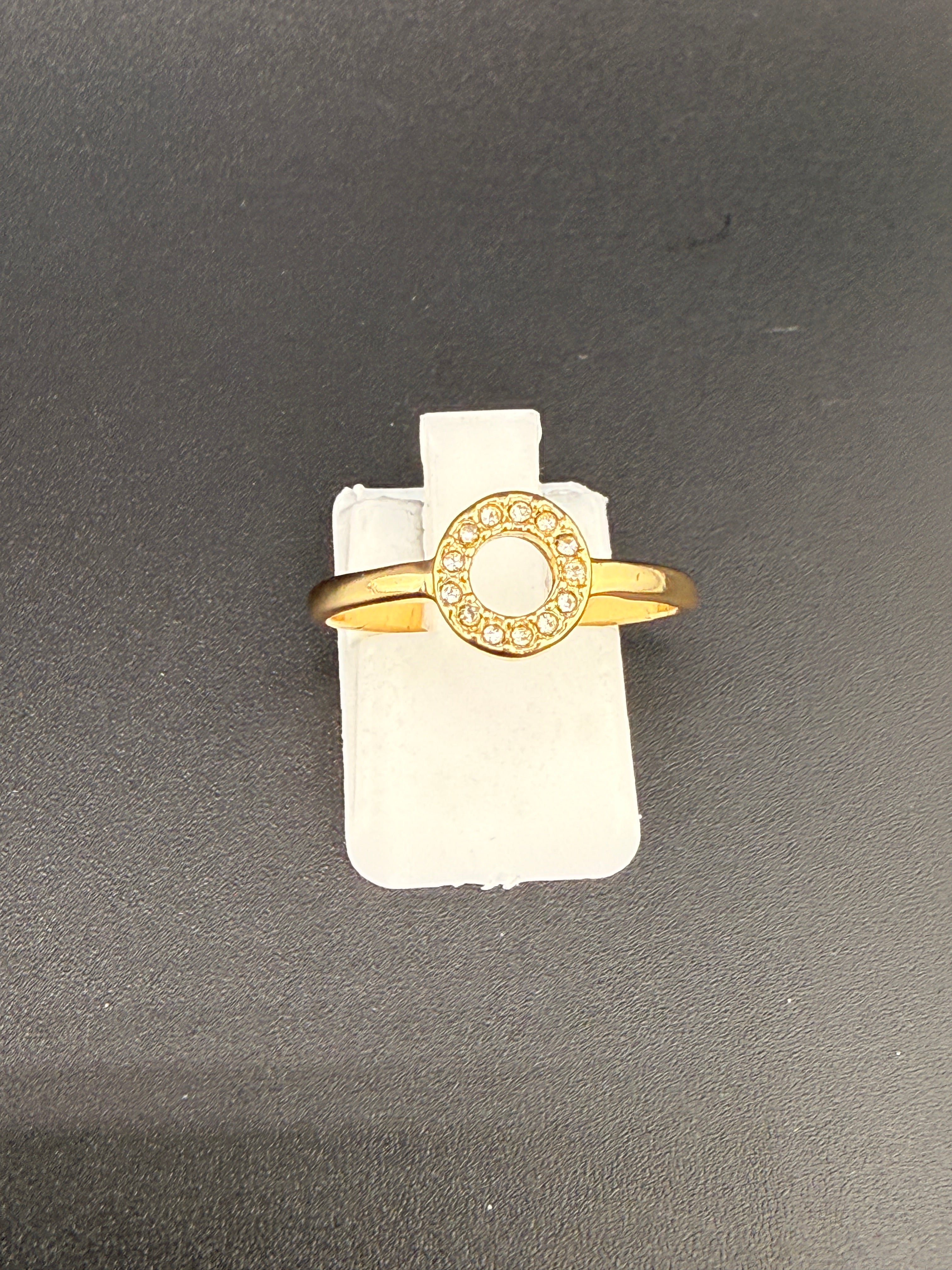 14K Gold Bonded Sterling Silver CZ Circle Ring