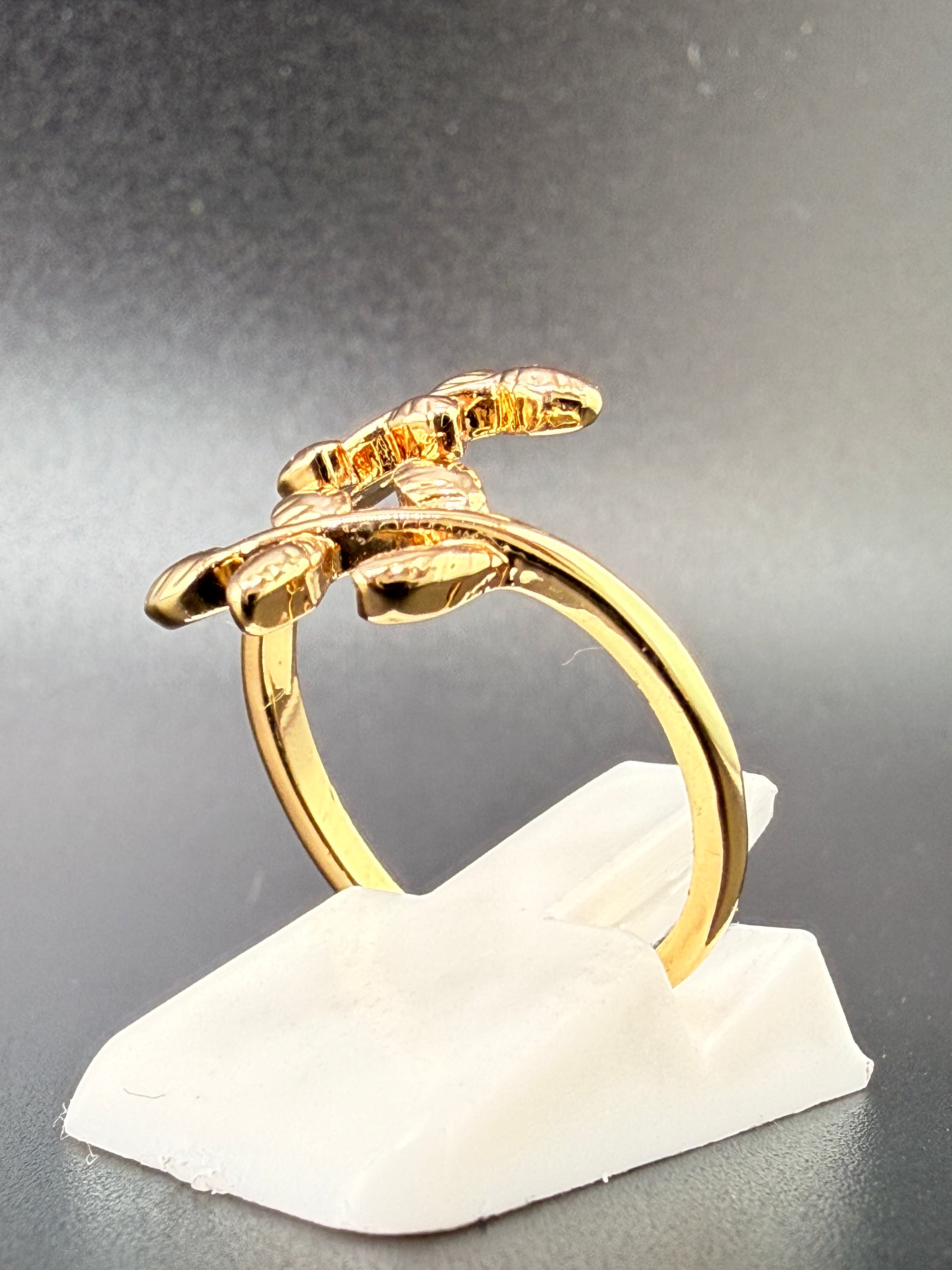 14K Gold Bonded Sterling Silver Oak Leaf Ring – Adjustable Size