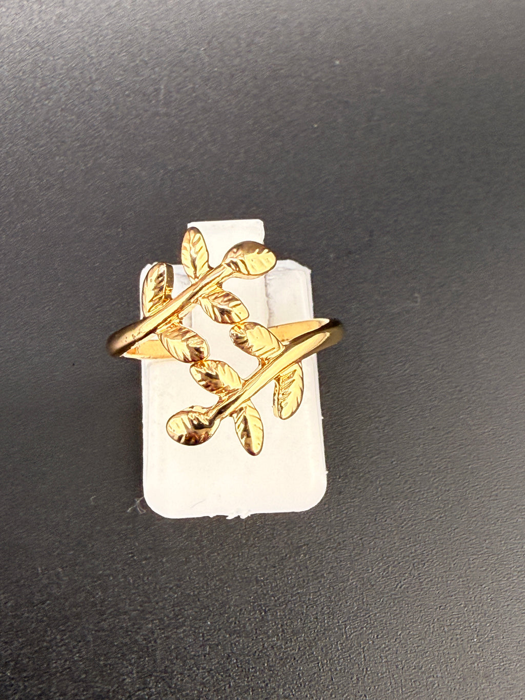 14K Gold Bonded Sterling Silver Oak Leaf Ring – Adjustable Size