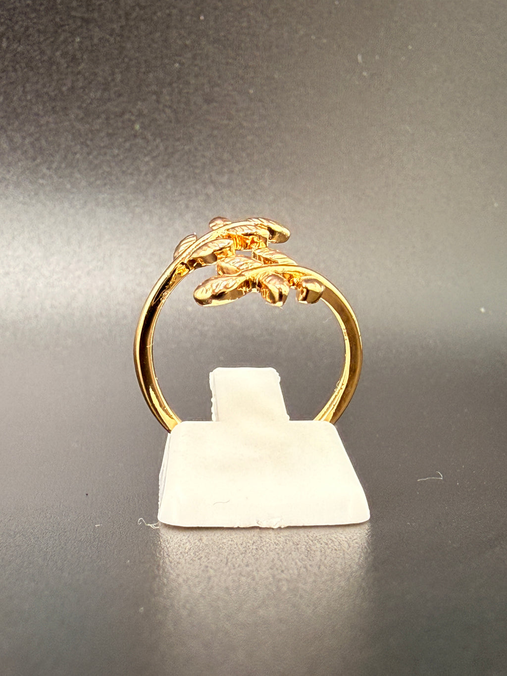 14K Gold Bonded Sterling Silver Oak Leaf Ring – Adjustable Size