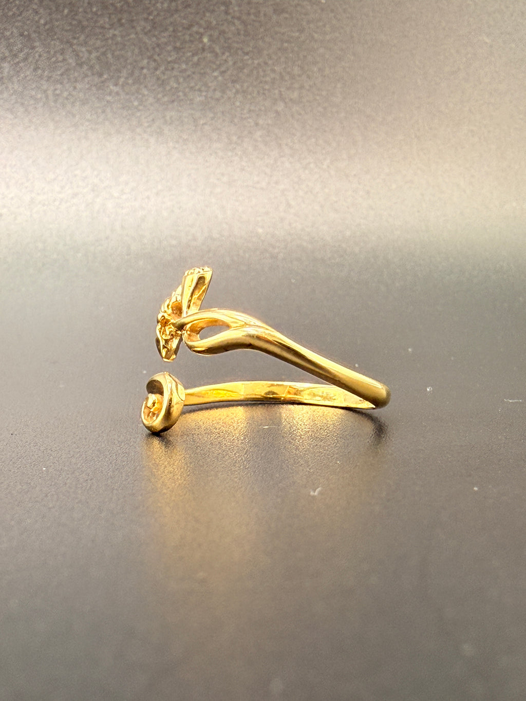 14K Gold Bonded Sterling Silver Lotus Flower Ring – Adjustable