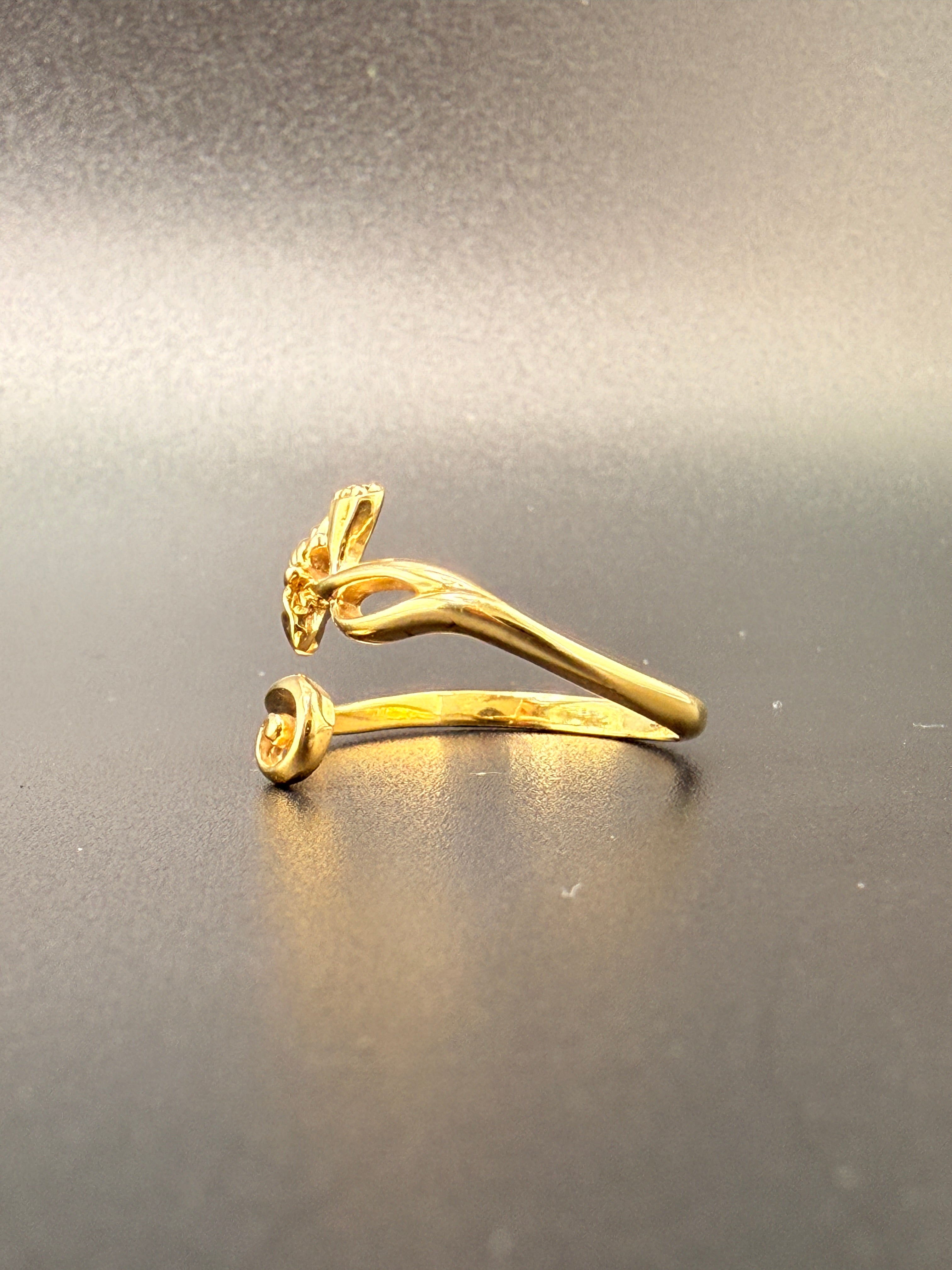 14K Gold Bonded Sterling Silver Lotus Flower Ring – Adjustable