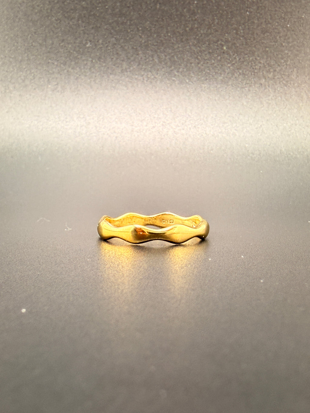 14K Gold Bonded Sterling Silver Wavy Band Ring