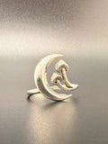 Sterling Silver Crescent Moon Mushroom Ring - 8