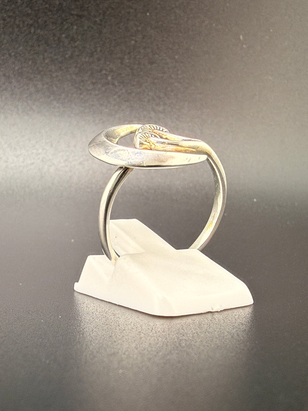 Sterling Silver Crescent Moon Mushroom Ring - 8