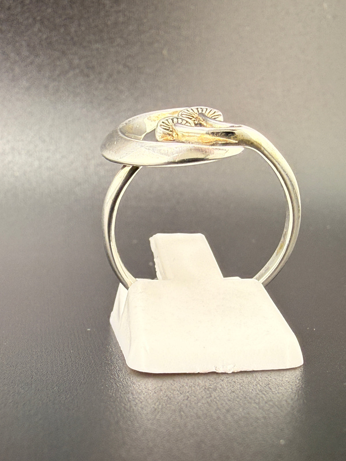 Sterling Silver Crescent Moon Mushroom Ring - 8