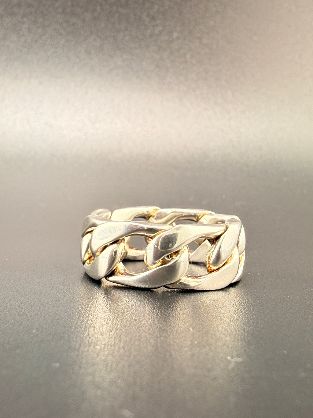 925 Sterling Silver Cuban Link Chain Ring