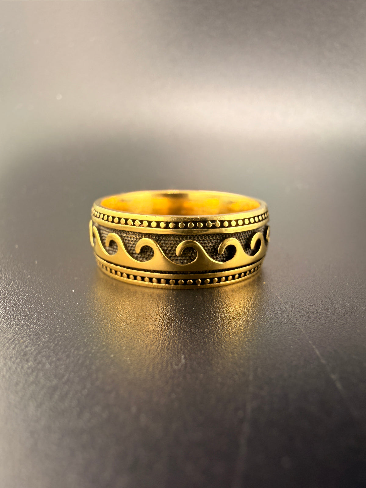 14K Gold Bonded Sterling Silver Wave Band Ring –, Size 7
