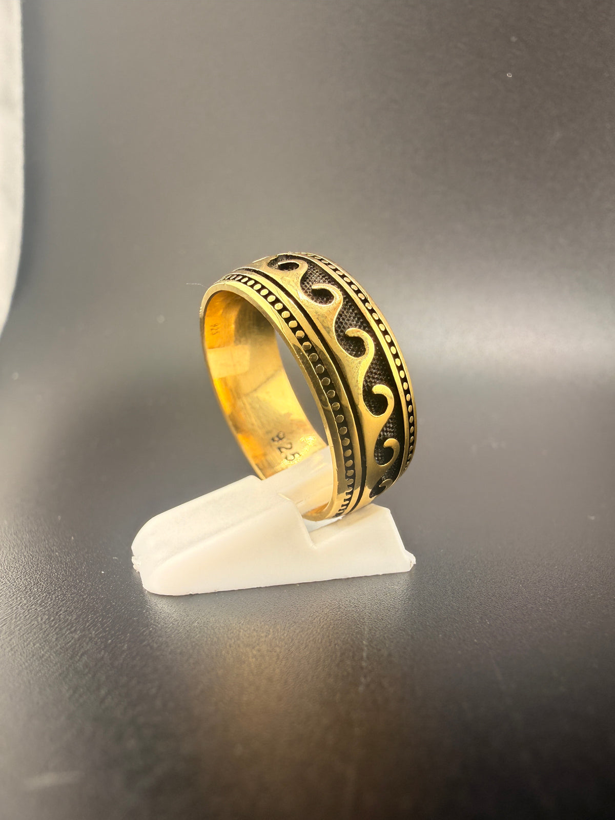 14K Gold Bonded Sterling Silver Wave Band Ring –, Size 7