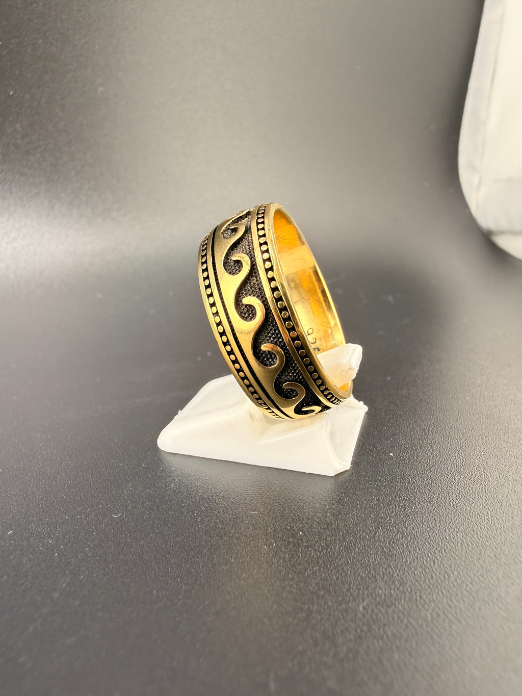 14K Gold Bonded Sterling Silver Wave Band Ring –, Size 7