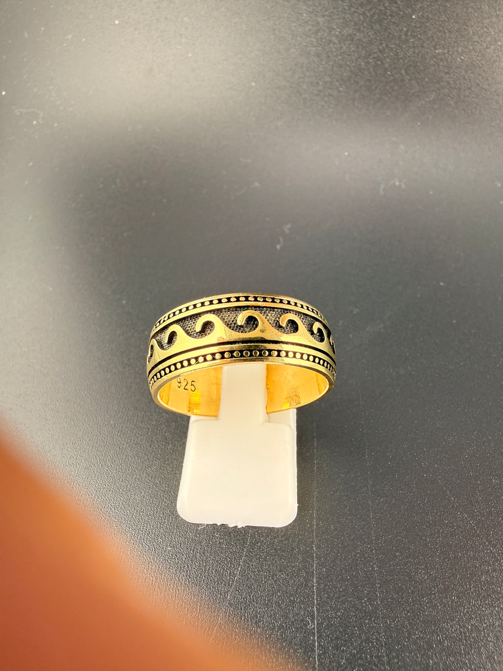14K Gold Bonded Sterling Silver Wave Band Ring –, Size 7