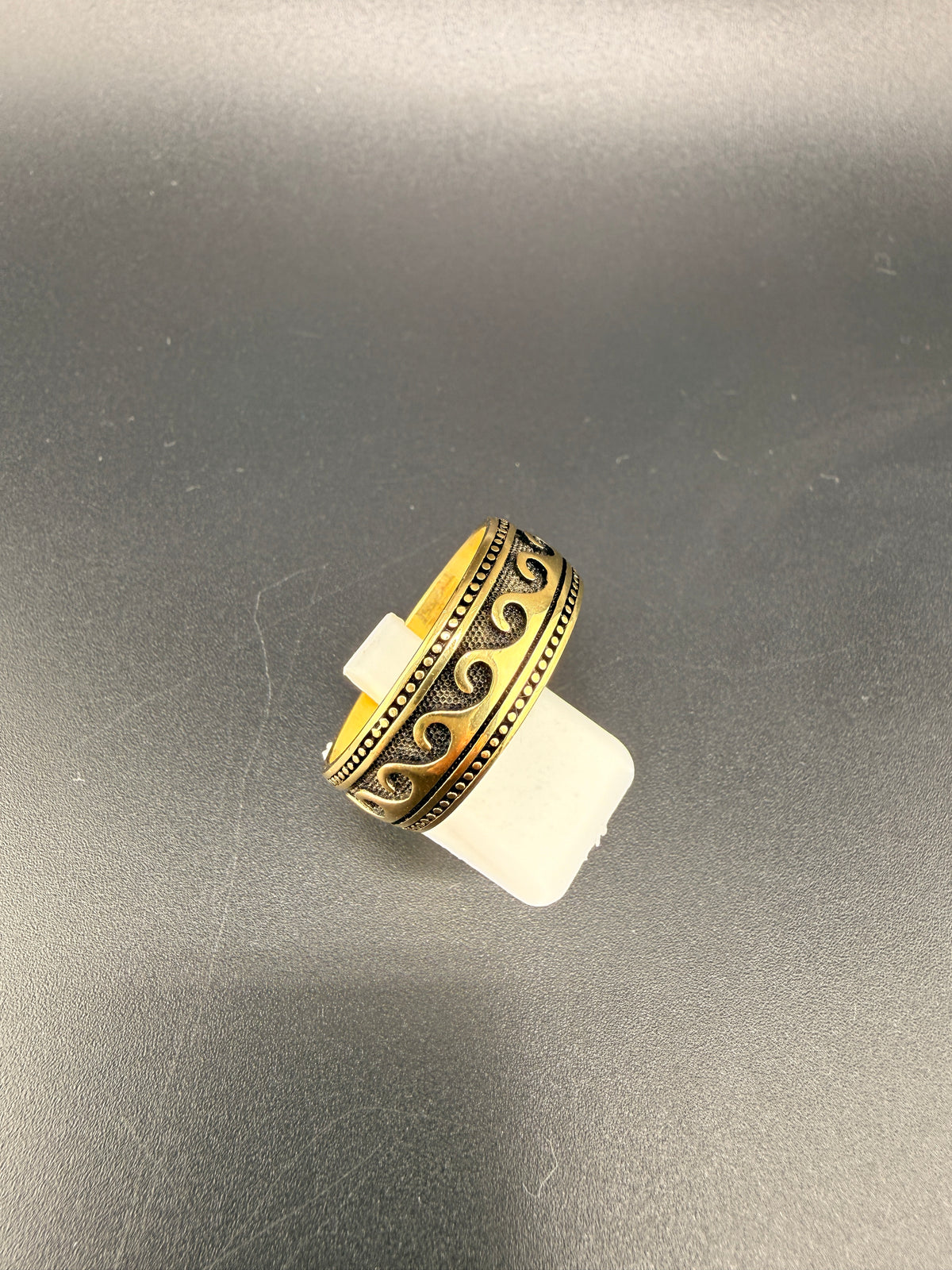 14K Gold Bonded Sterling Silver Wave Band Ring –, Size 7
