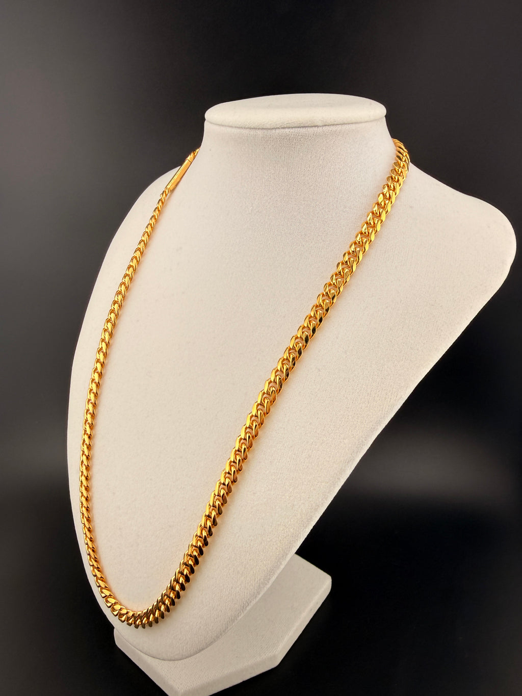14Kt Gold Bonded over Sterling 925 Silver Solid Cuban Link Chain Necklace