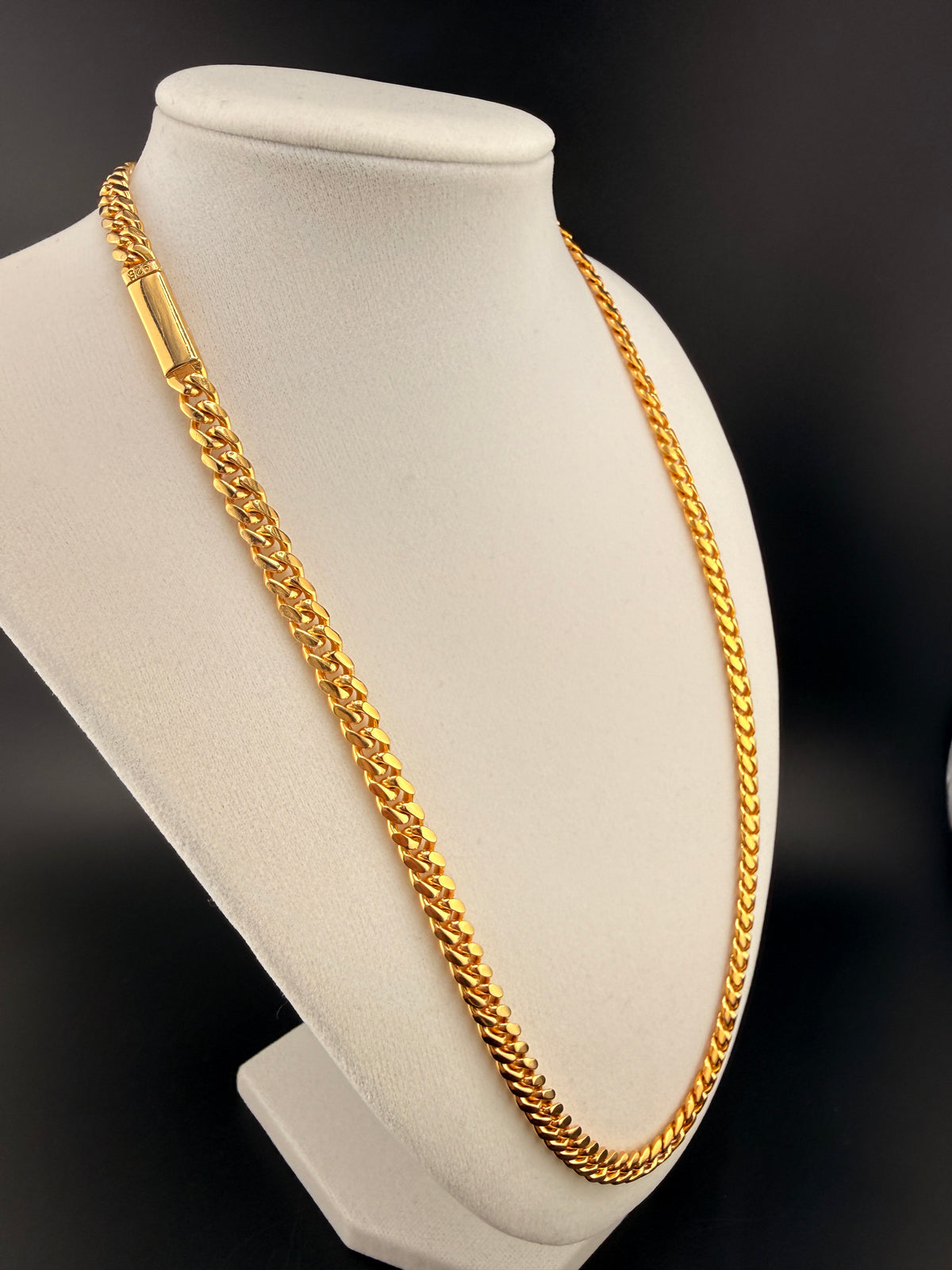 14Kt Gold Bonded over Sterling 925 Silver Solid Cuban Link Chain Necklace