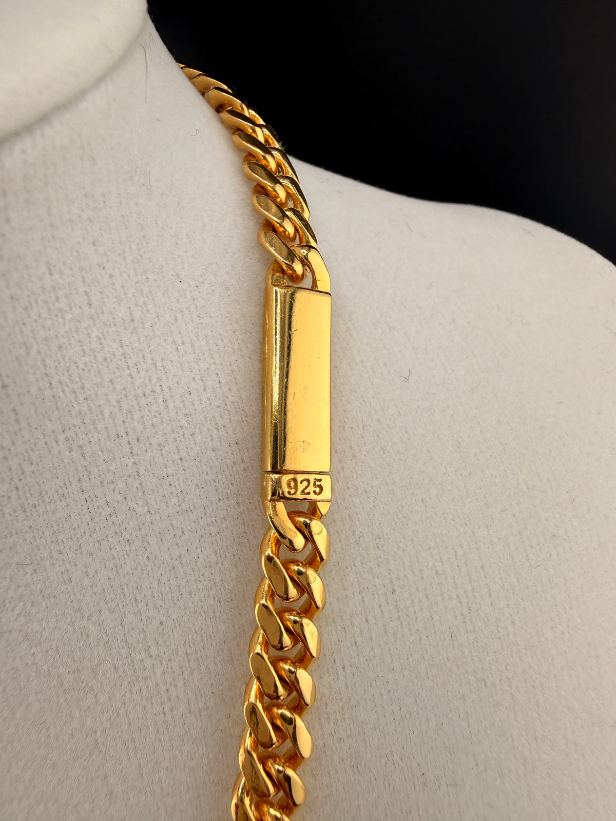14Kt Gold Bonded over Sterling 925 Silver Solid Cuban Link Chain Necklace