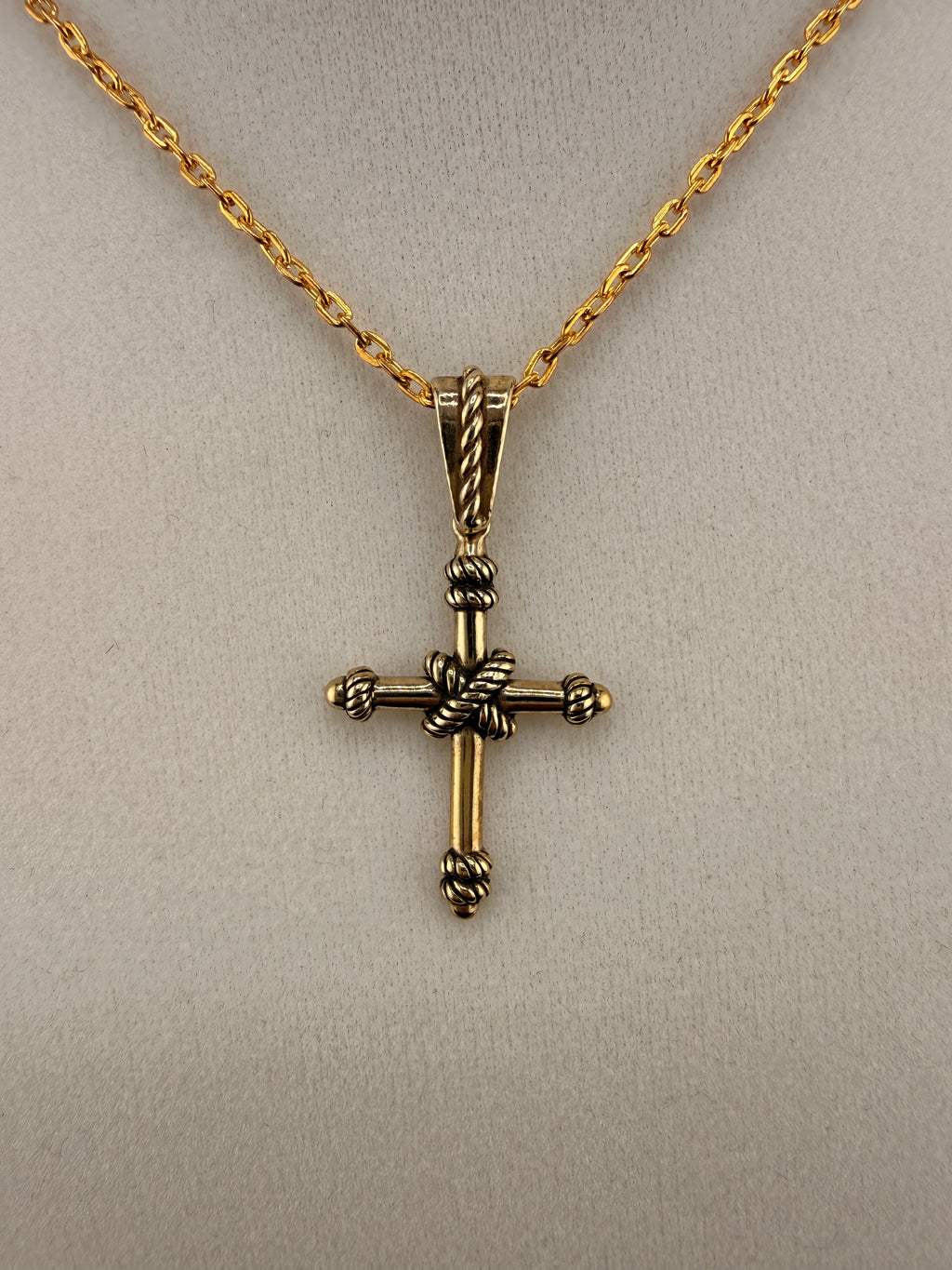 14K Gold Bonded Cross Pendant – .925 Sterling Silver, 1.5 Inch