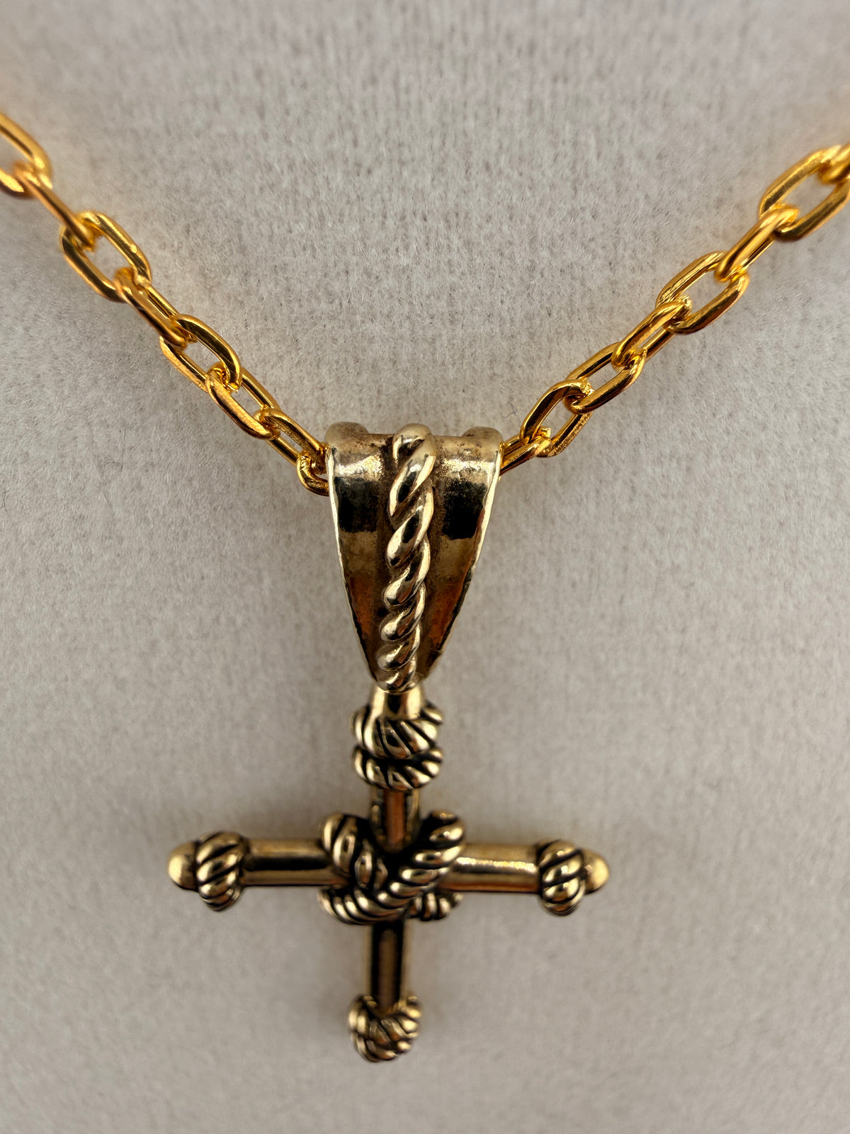 14K Gold Bonded Cross Pendant – .925 Sterling Silver, 1.5 Inch