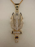 Trident Diamond & Sapphire Pendant – 14K Gold Custom One-of-One (4.42 CT LG Diamonds)