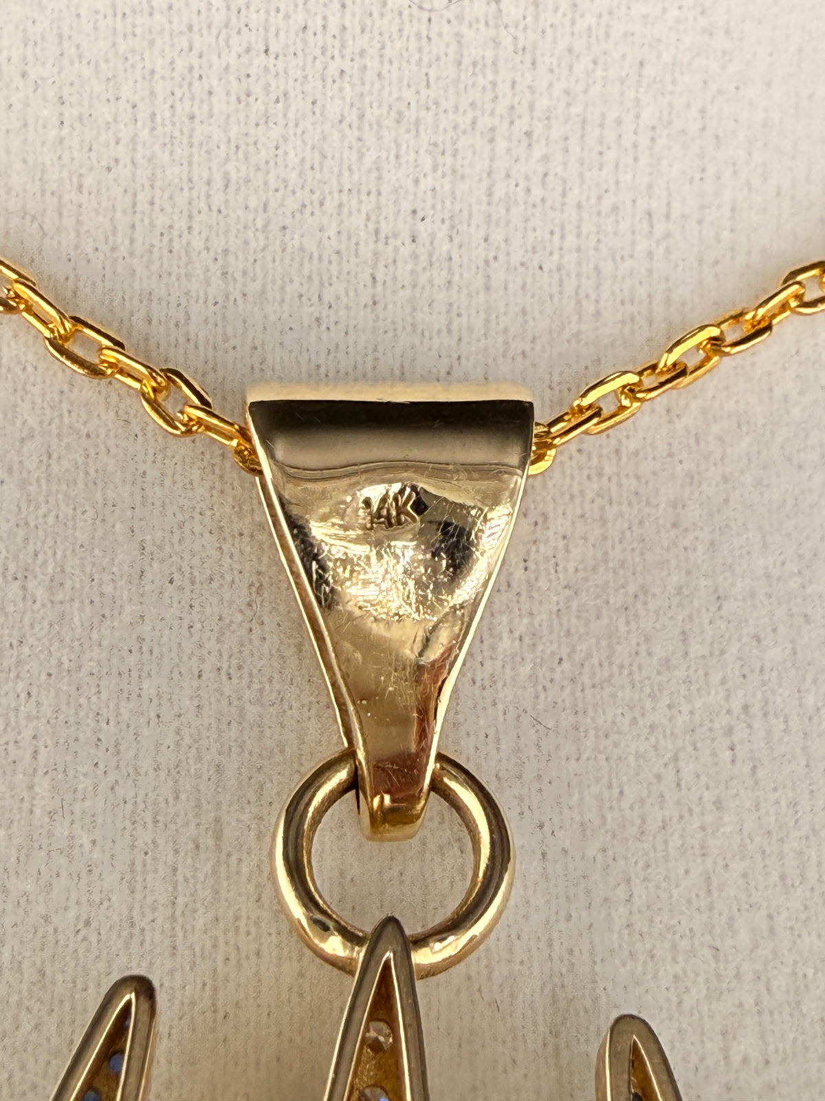 Trident Diamond & Sapphire Pendant – 14K Gold Custom One-of-One (4.42 CT LG Diamonds)