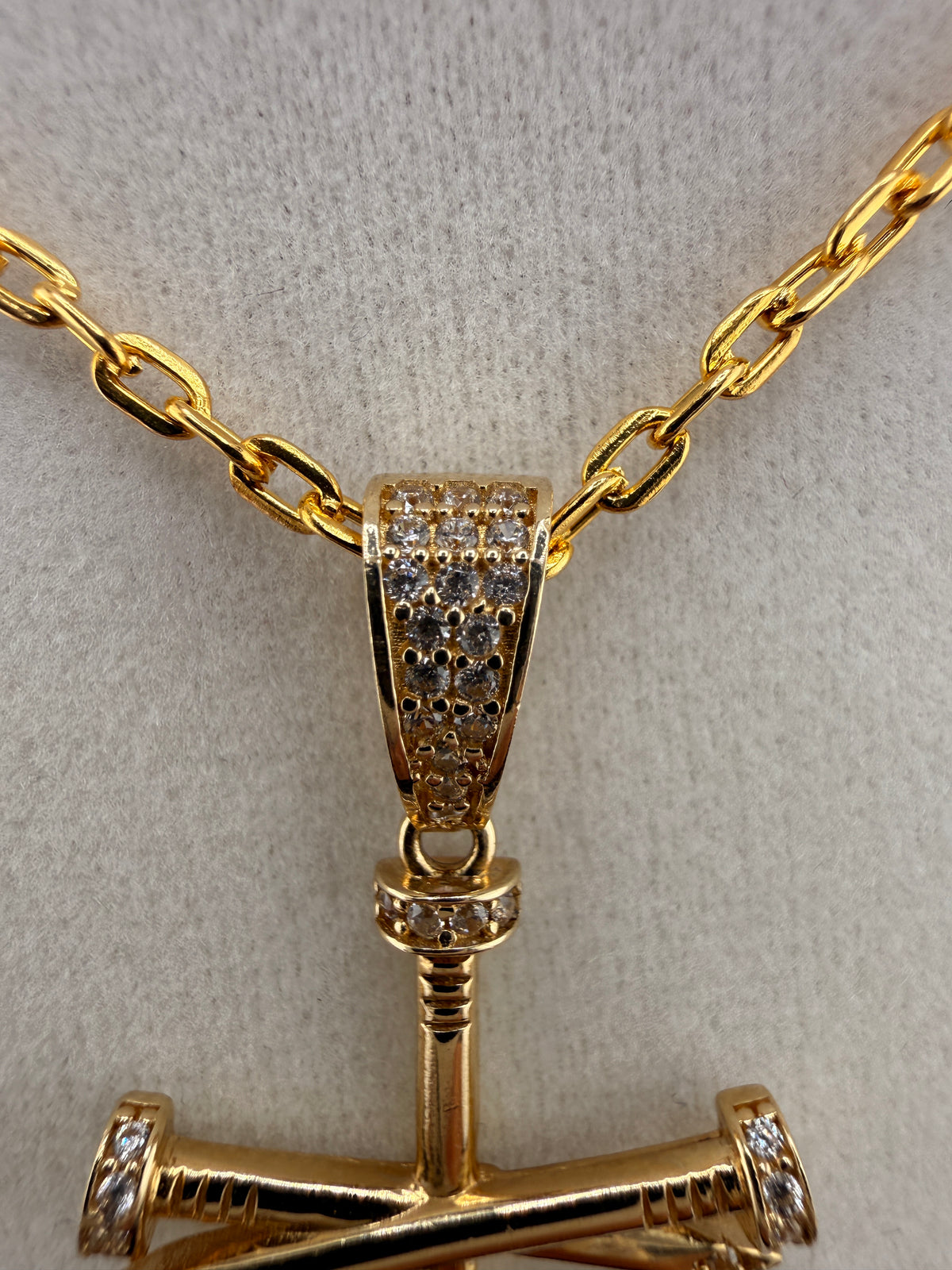14K Gold Nail Cross Pendant with CZ Diamonds – 2.71g Real Gold Designer Cross |