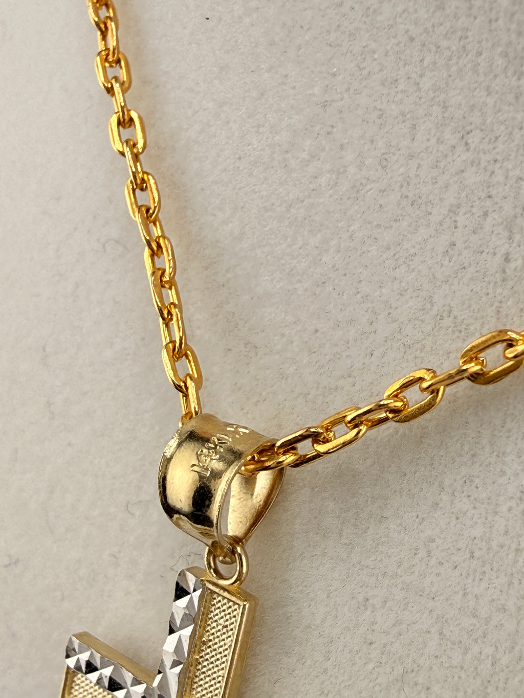 14K Solid Gold Diamond-Cut Cross Pendant