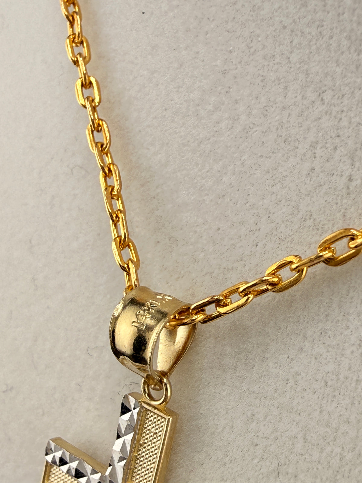 14K Solid Gold Diamond-Cut Cross Pendant