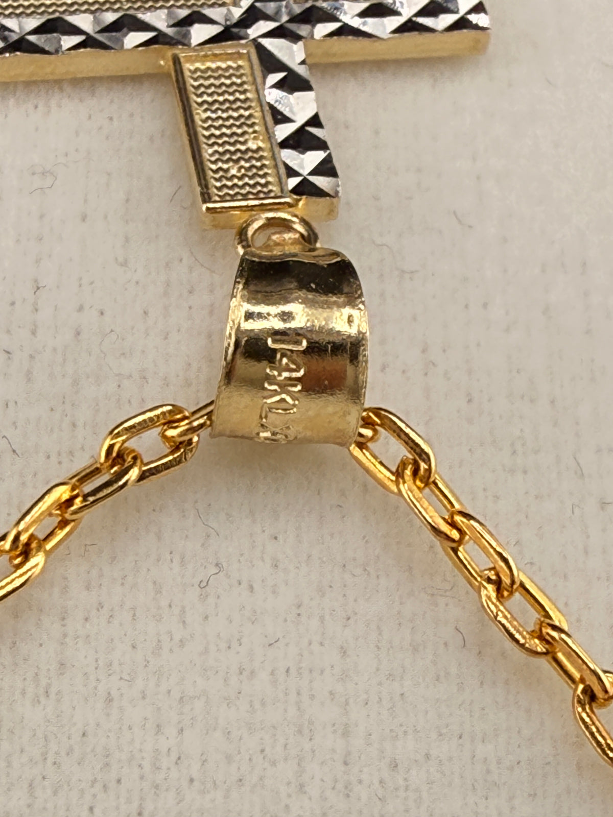14K Solid Gold Diamond-Cut Cross Pendant