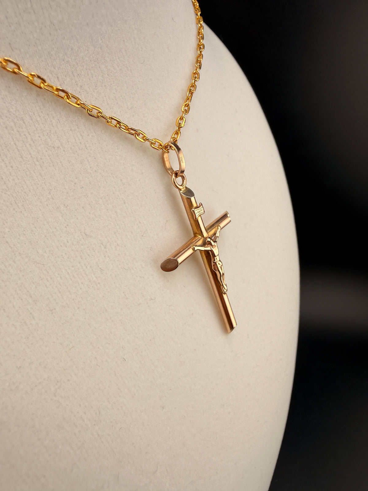 14K Gold Jesus on Cross Pendant