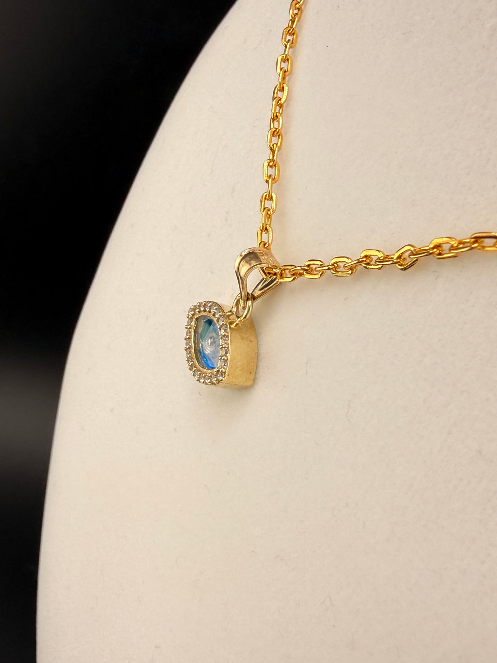 10K Solid Gold CZ Diamond Evil Eye Pendant