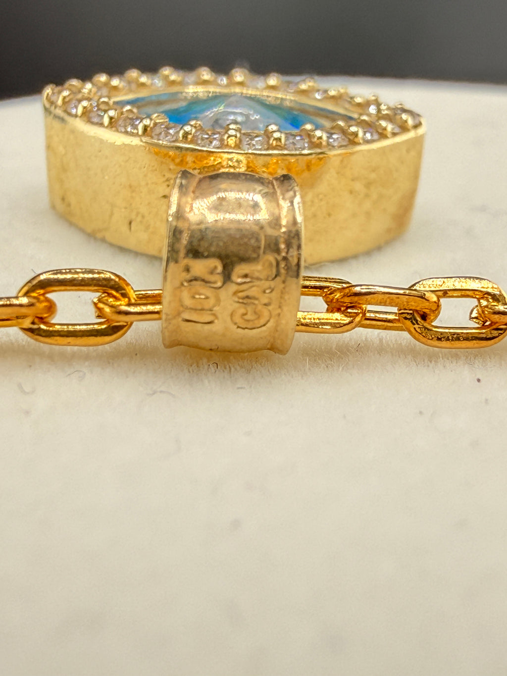 10K Solid Gold CZ Diamond Evil Eye Pendant